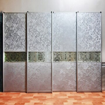 Двери-купе (хром) с пескоструйным рисунком на системе Рамир