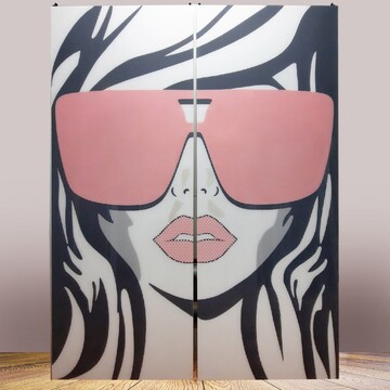 Двери-купе (хром матовый) с фотопечатью на системе Оптима