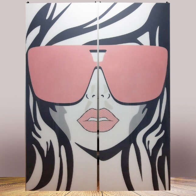 Двери-купе (хром матовый) с фотопечатью на системе Оптима