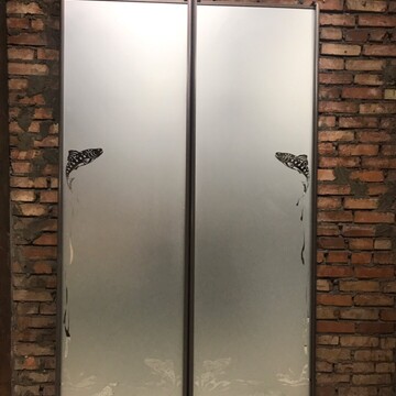 Двери-купе (трюфель браш) с пескоструйным рисунком