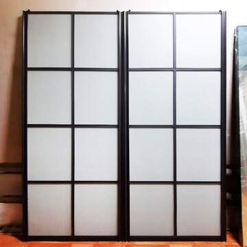 Двери-купе (софт тач серый) со стеклом и Oracal 072