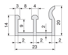 KH03 Направляющий накладной ш-образный профиль СТ148